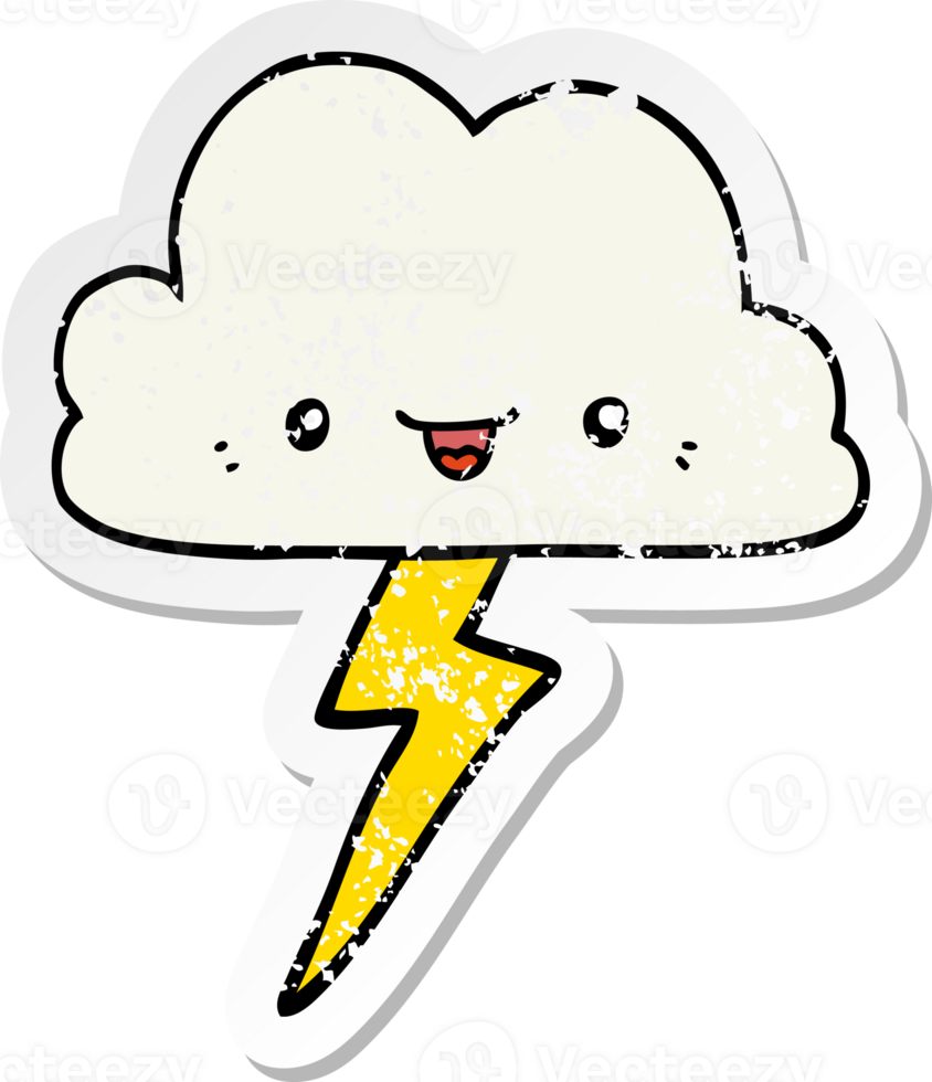 distressed sticker of a cartoon storm cloud png