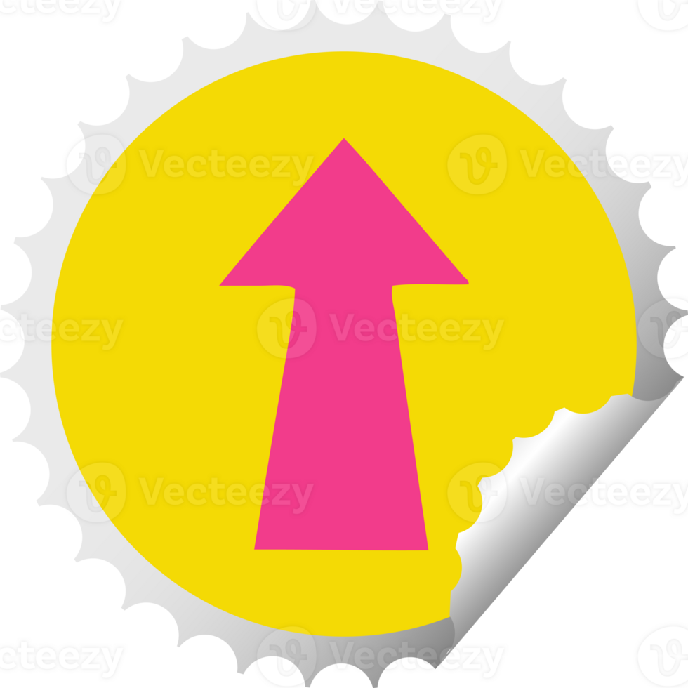 quirky circular peeling sticker cartoon arrow png