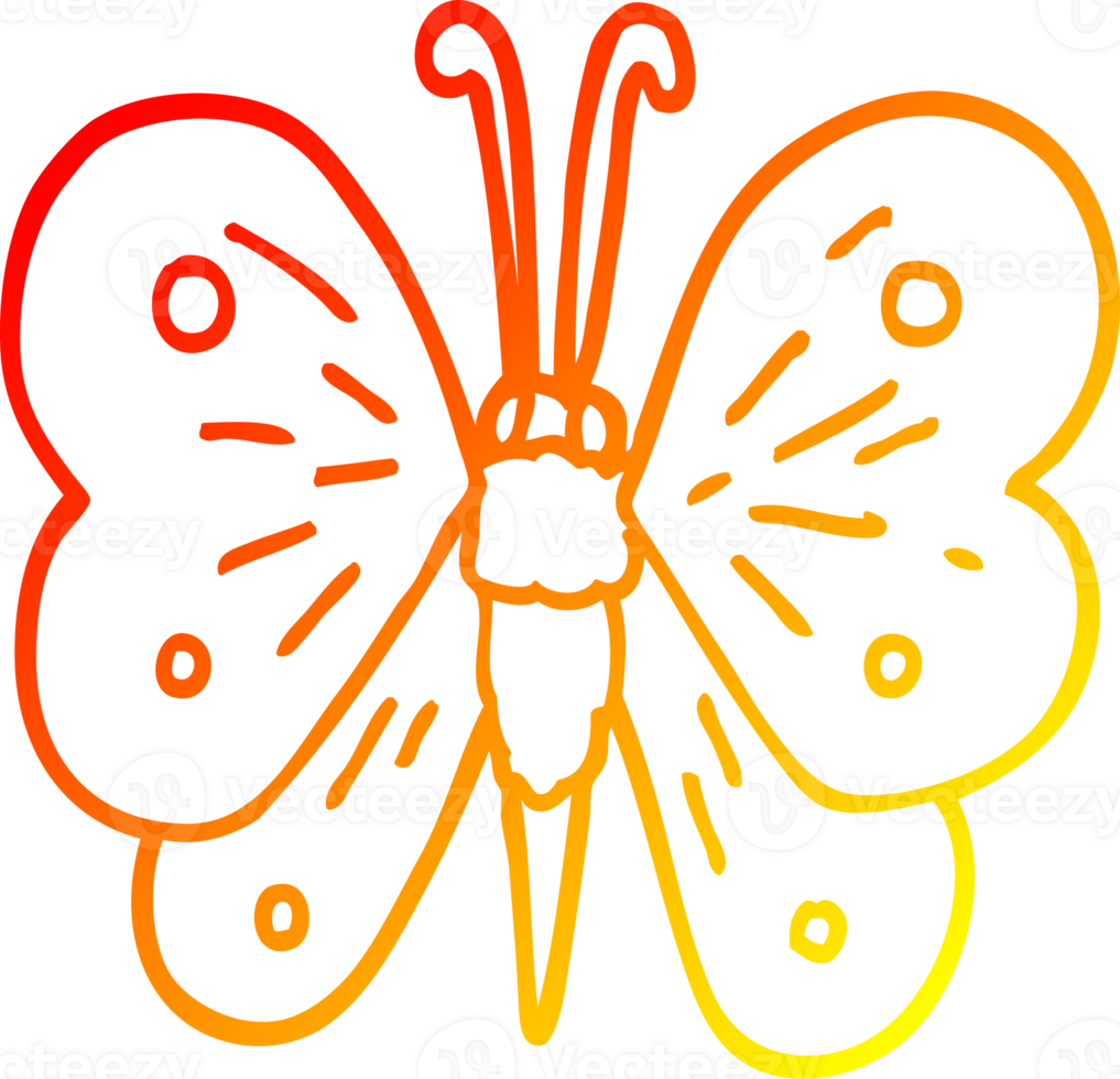 warm gradient line drawing cartoon butterfly png