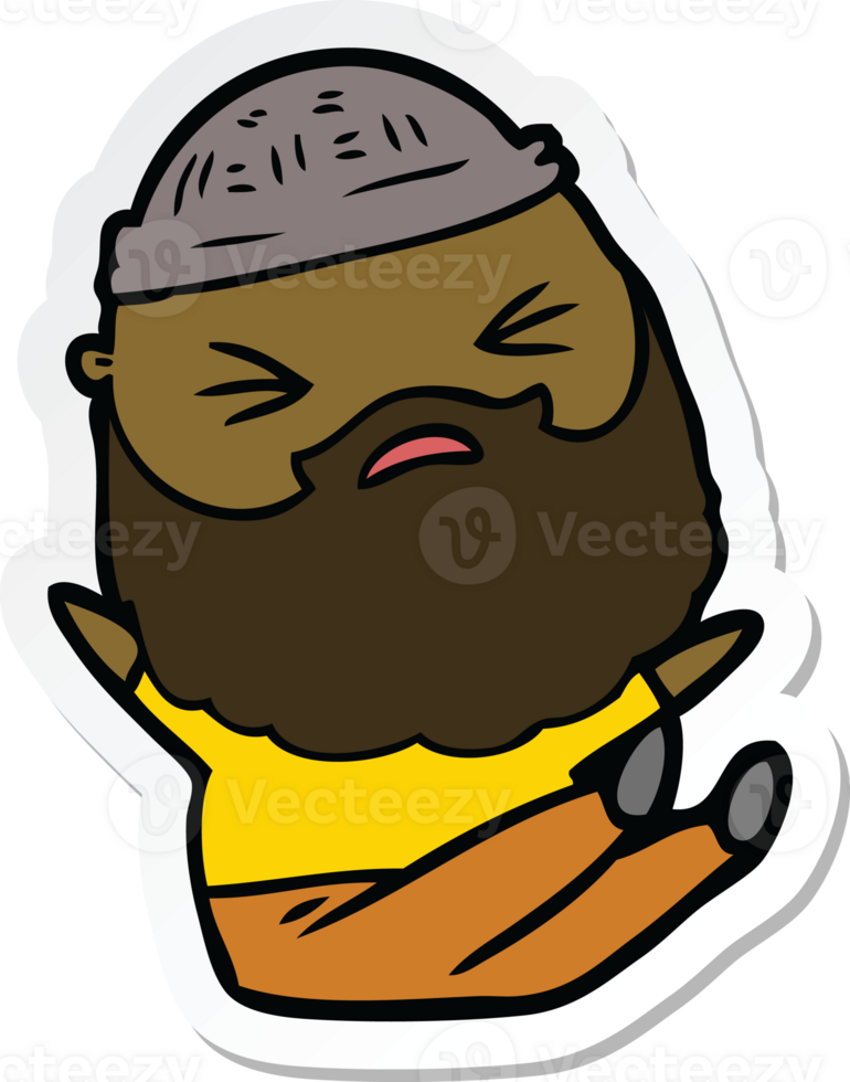 sticker of a cartoon man with beard png