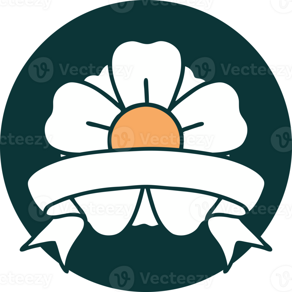 icon with banner of a flower png