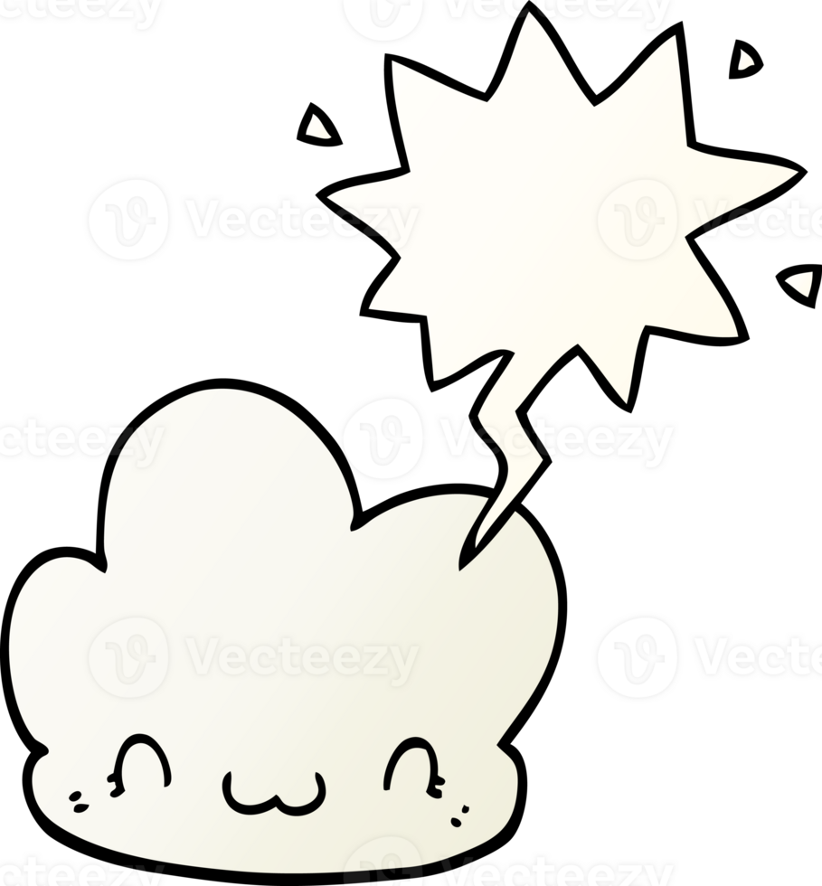 cartoon cloud and speech bubble in smooth gradient style png
