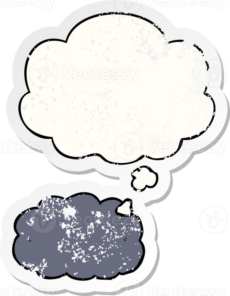 cartoon cloud and thought bubble as a distressed worn sticker png
