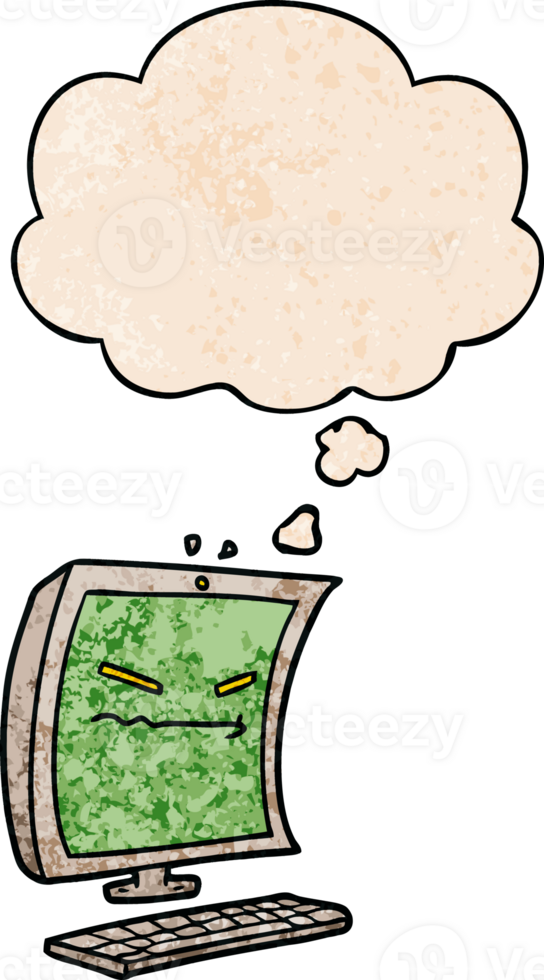 cyber bullying cartoon and thought bubble in grunge texture pattern style png