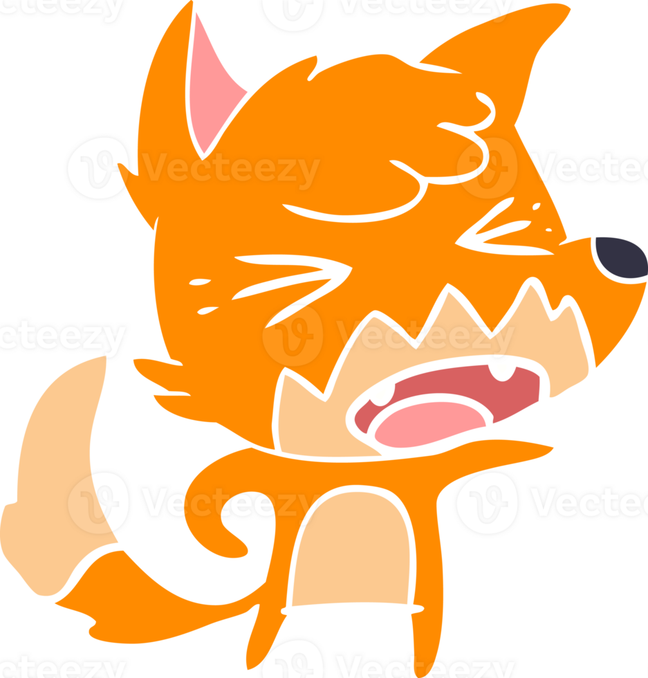 angry flat color style cartoon fox png