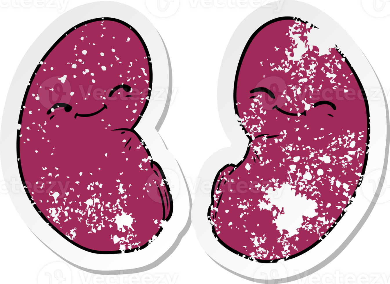 distressed sticker of a cartoon kidneys png