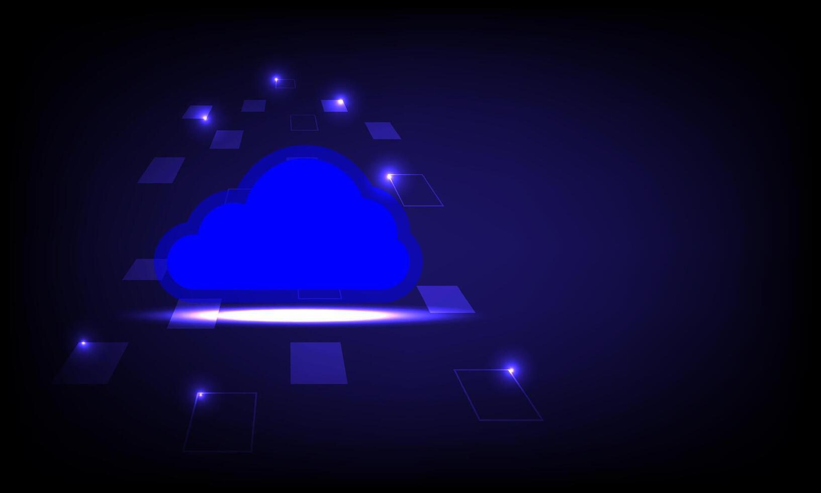 Cloud data storage concept. Cloud computing on a black and blue background. Digital data server technology. Internet communication. vector