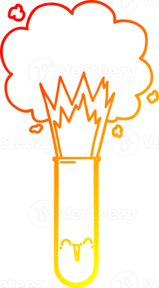 warm gradient line drawing cartoon exploding chemicals in test tube png