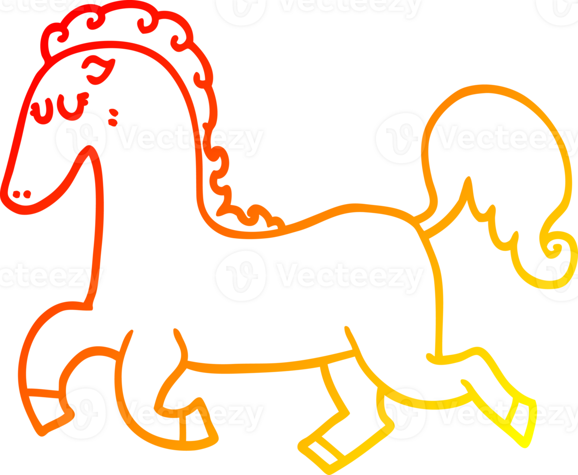 warm gradient line drawing cartoon horse running png