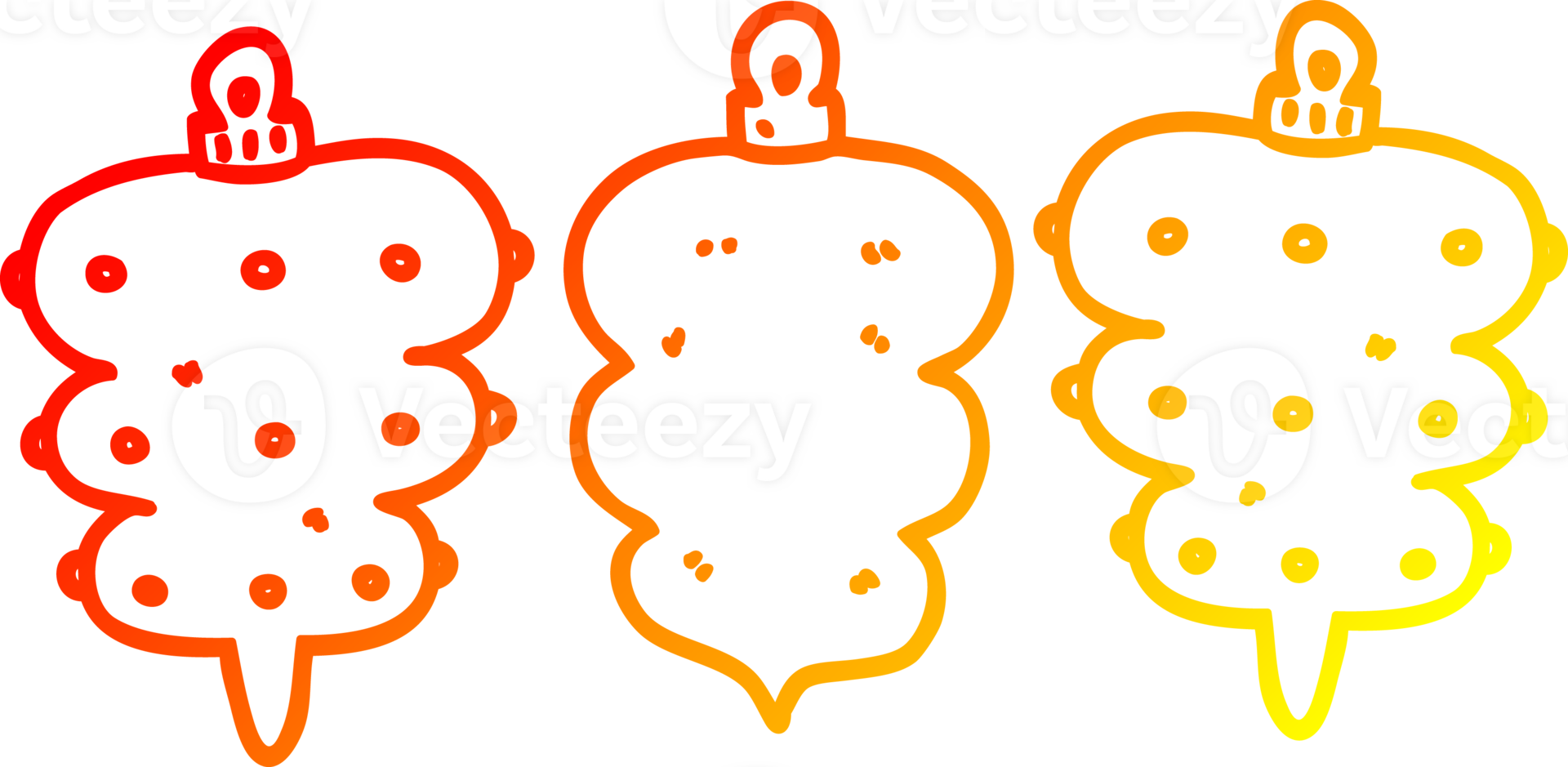 warm gradient line drawing of a cartoon christmas decorations png