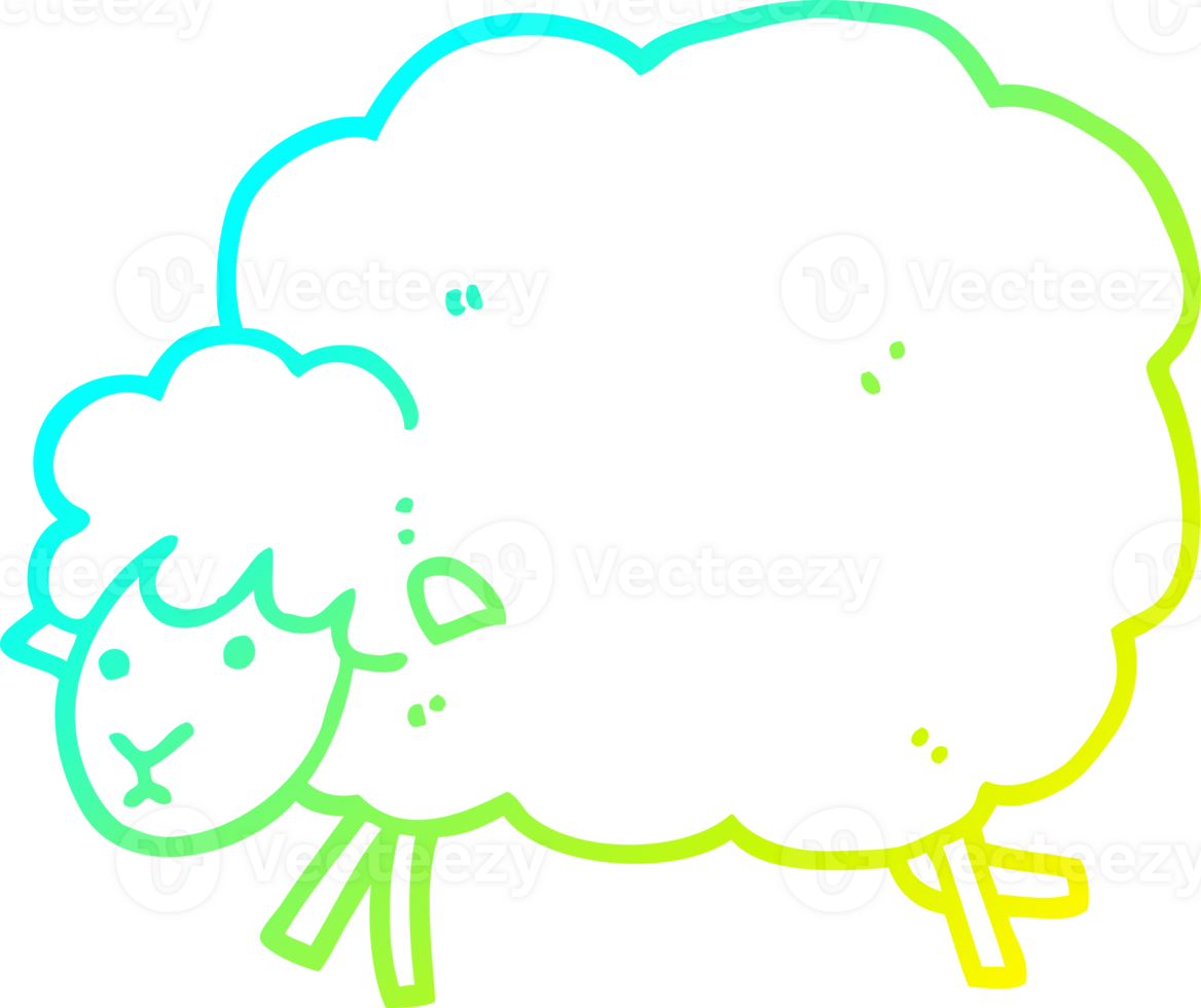 cold gradient line drawing of a cartoon sheep png