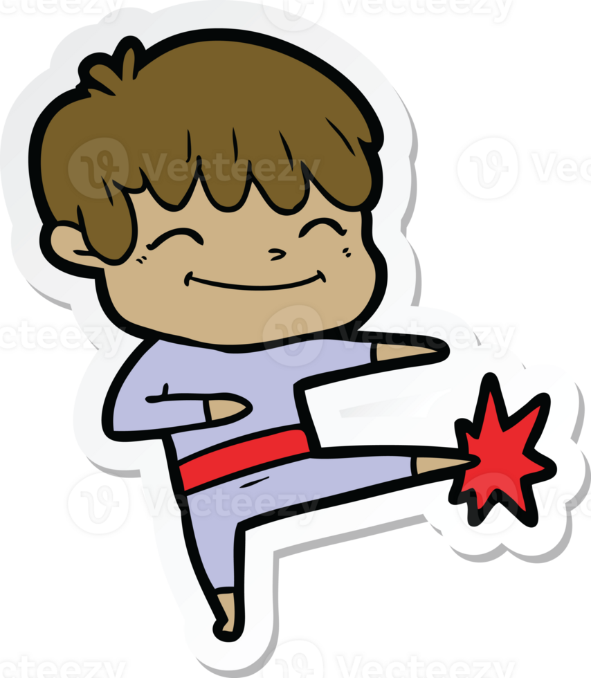 sticker of a cartoon happy boy png