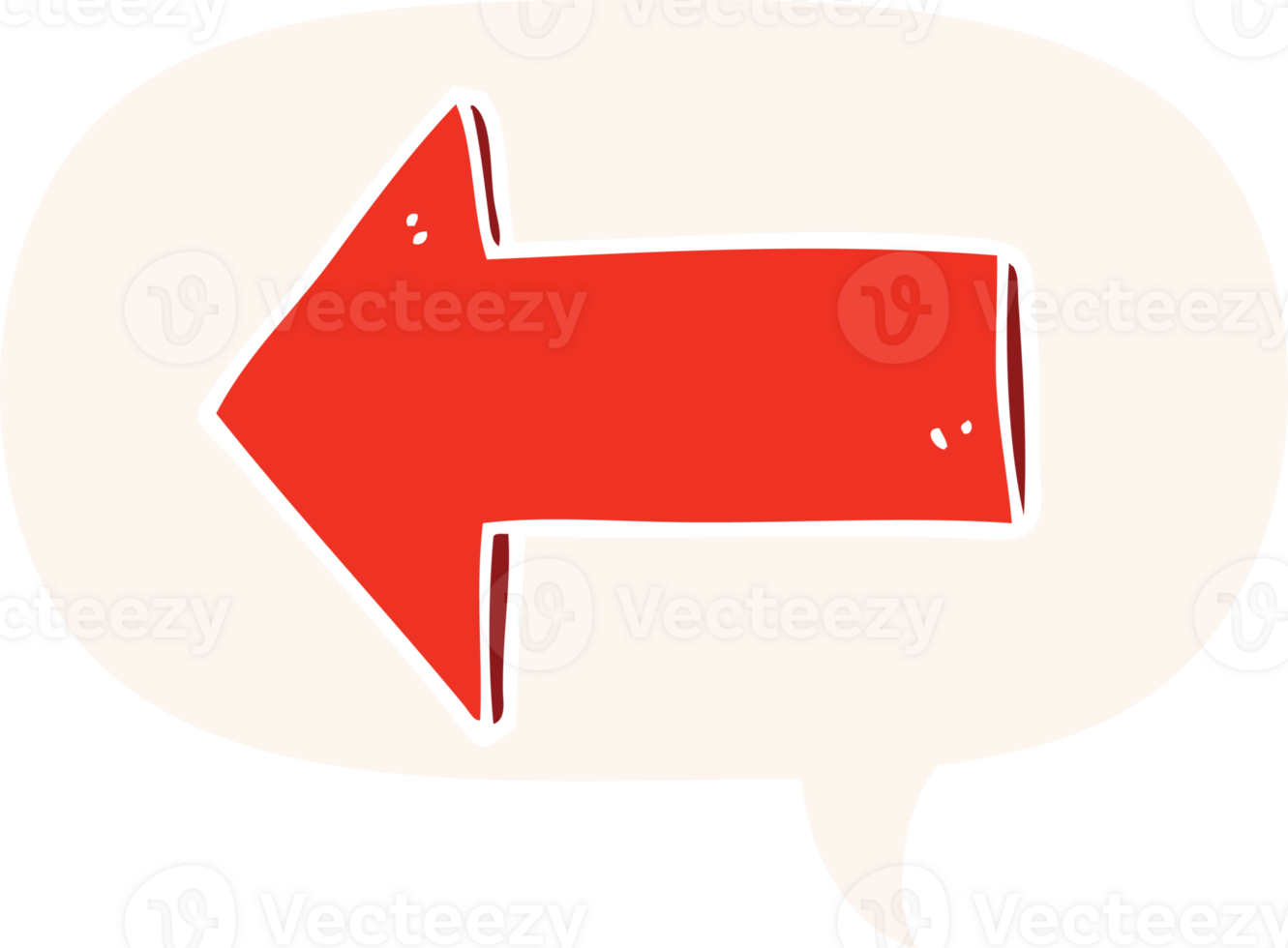 cartoon arrow with speech bubble in retro style png