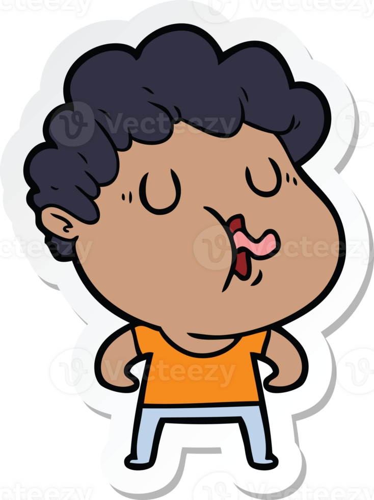 sticker of a cartoon man pulling face png