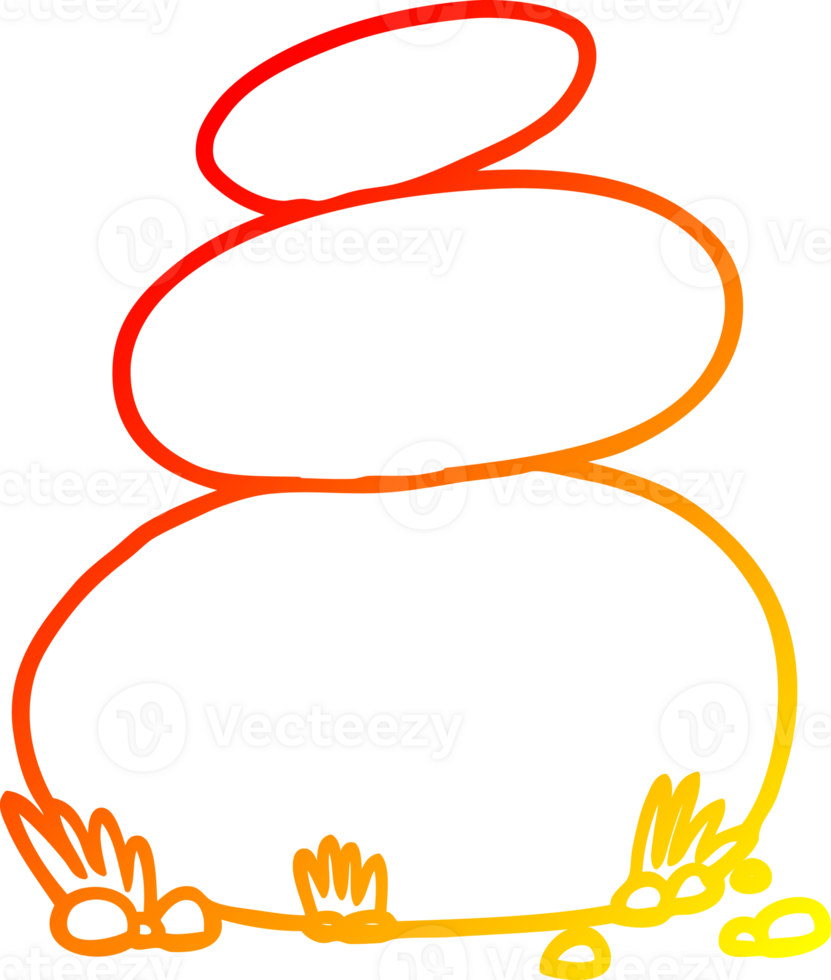 warm gradient line drawing of a cartoon large stacked stones png