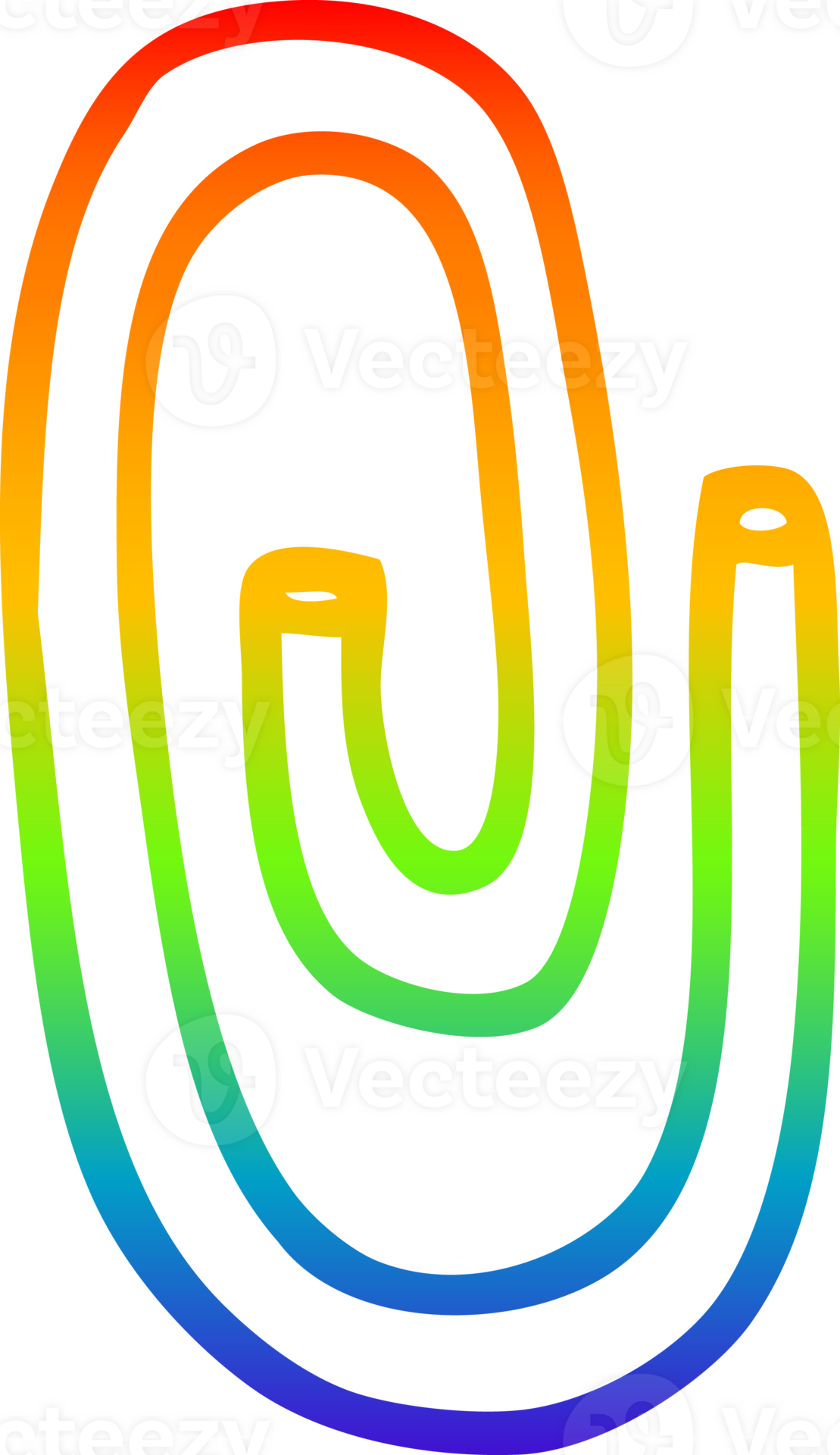 rainbow gradient line drawing of a cartoon paper clip 39883212 PNG