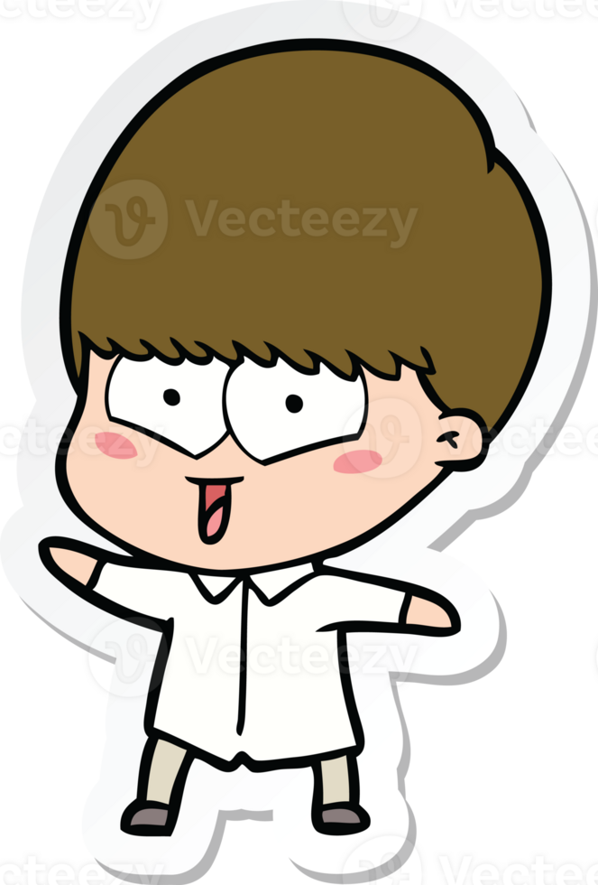 sticker of a cartoon happy boy png