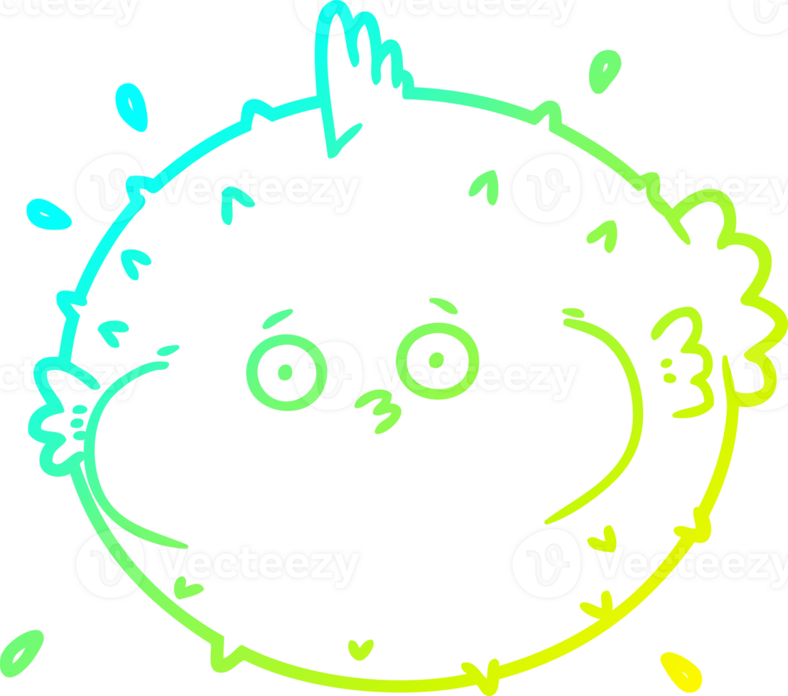 cold gradient line drawing of a cartoon puffer fish png