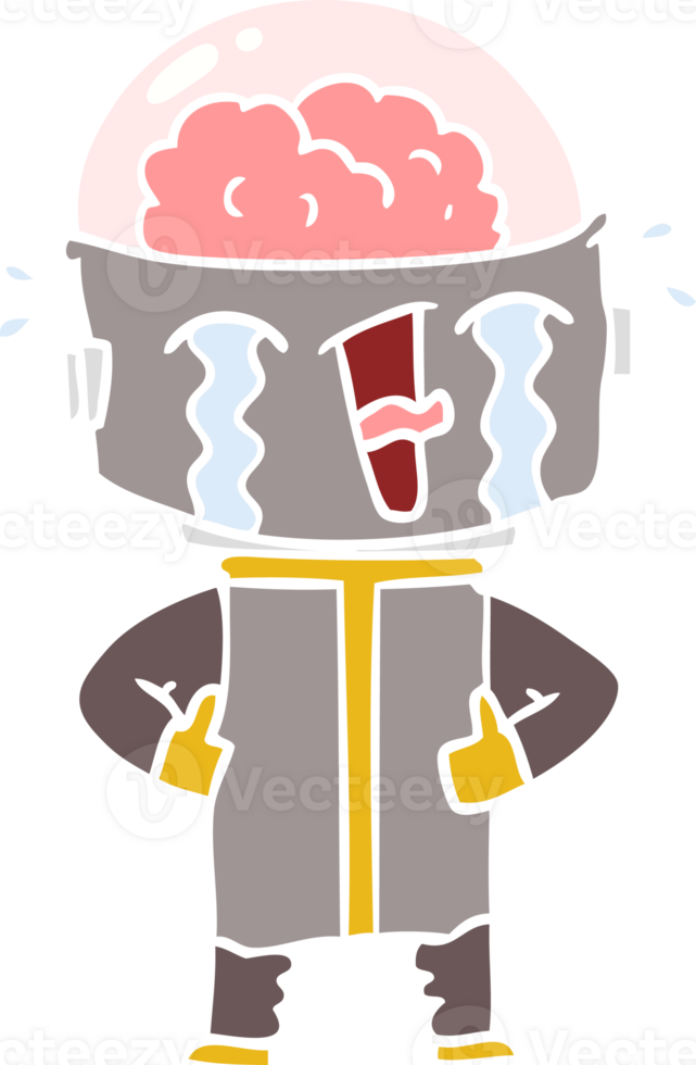 flat color style cartoon crying robot png