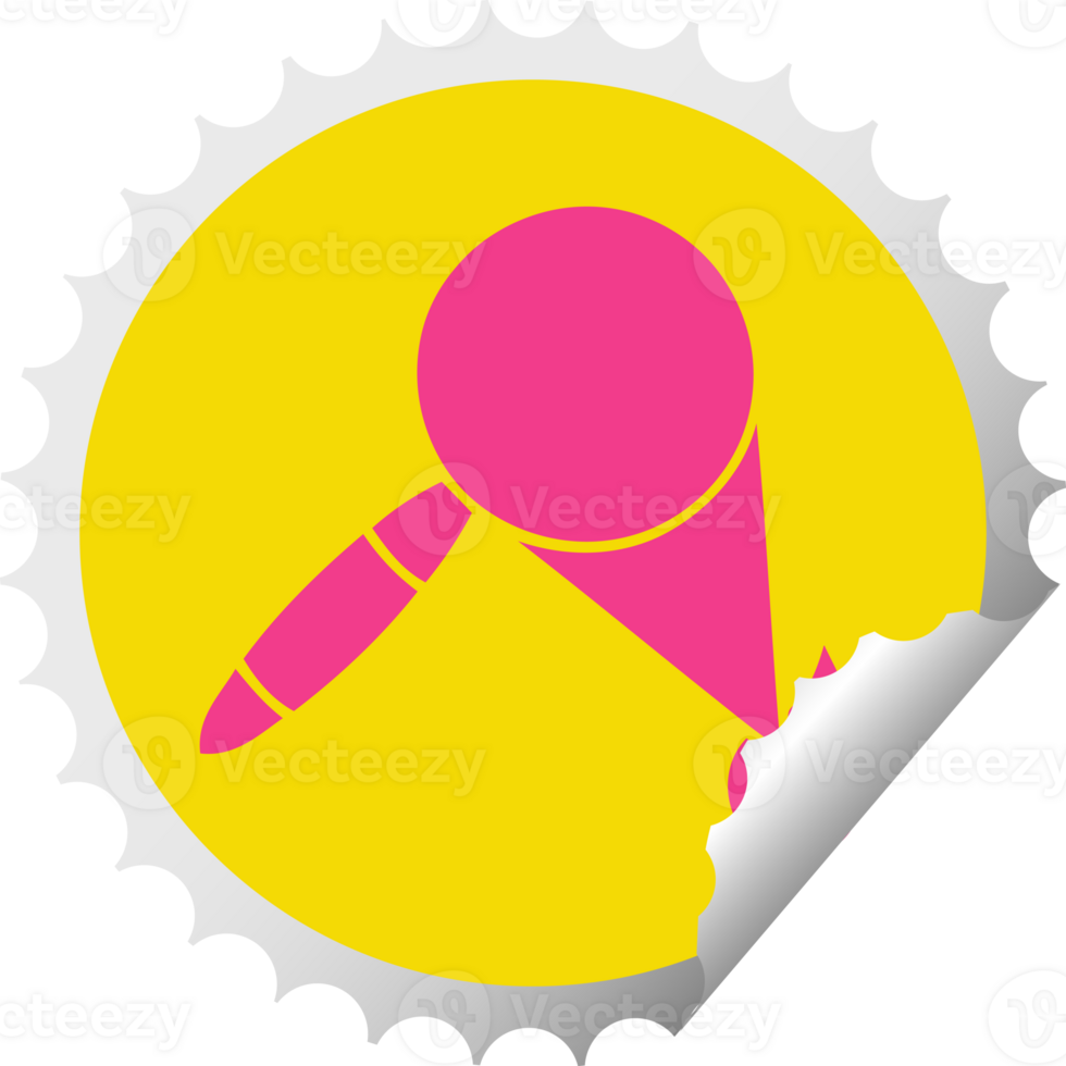 circular peeling sticker cartoon of a magnifying glass png