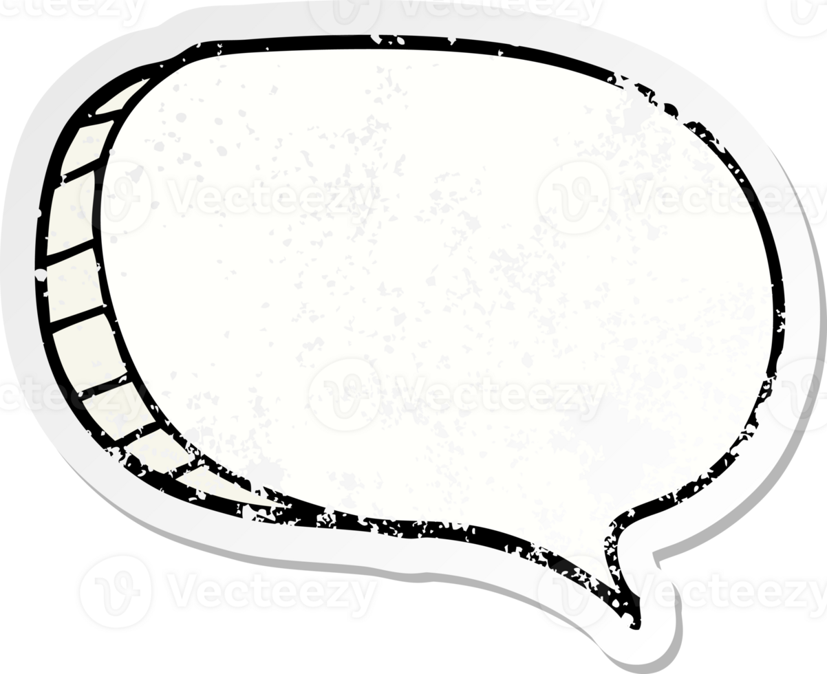 distressed sticker of a cartoon speech bubble png