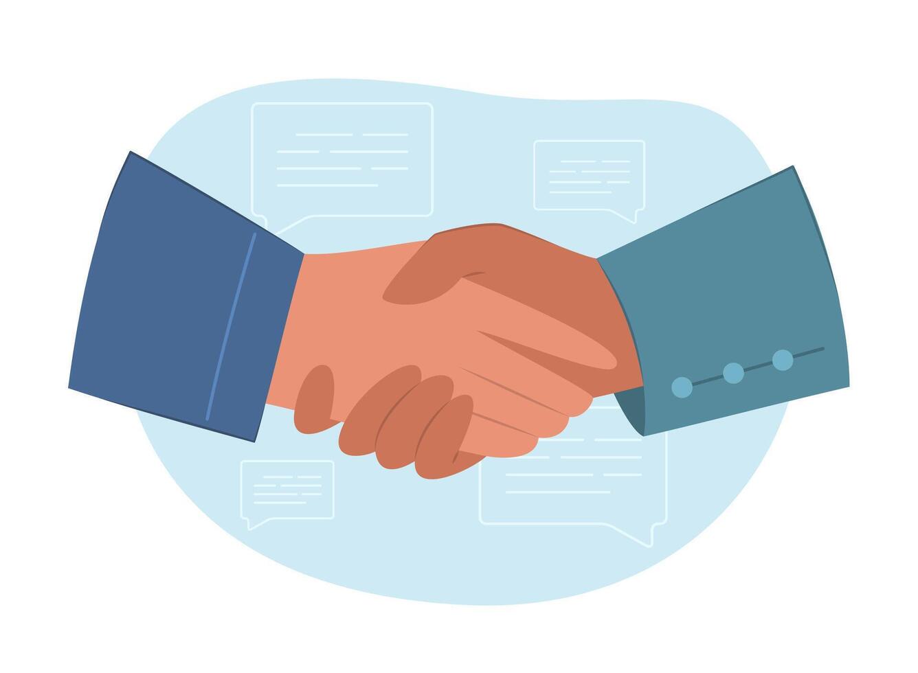 Hand Shake Gesture Hand Drawn Flat Concept Illustration vector