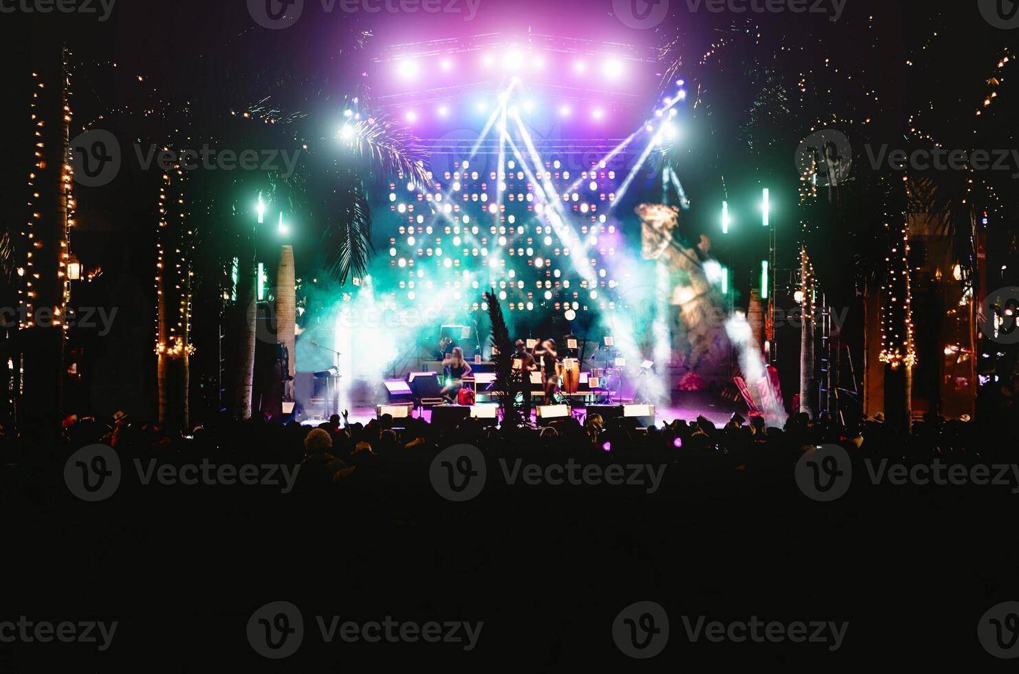 joven personas teniendo divertido en verano concierto - multitud rock música festival evento - música entretenimiento, ventilador y juventud estilo de vida concepto foto