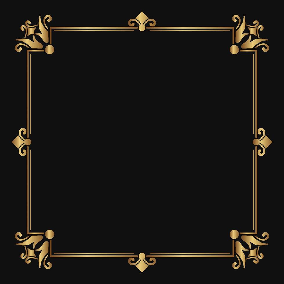 Vintage frame gold floral ornament vector