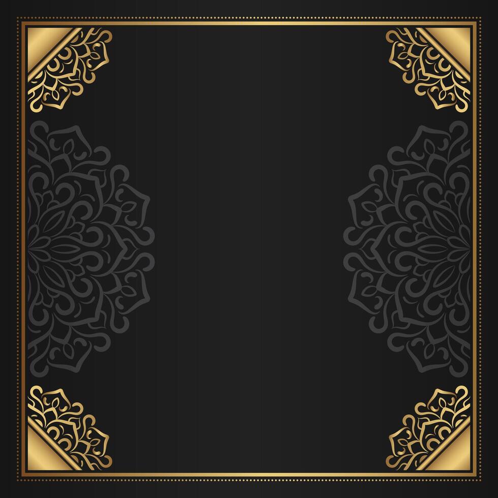 Vintage frame with gold mandala ornament vector