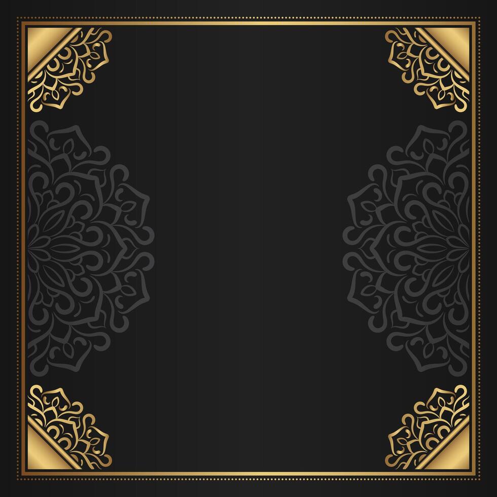 Vintage frame with gold mandala ornament vector