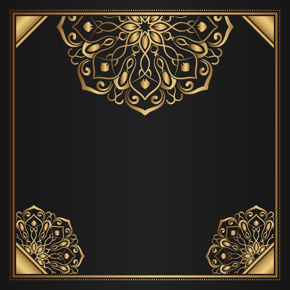 Vintage frame with gold mandala ornament vector