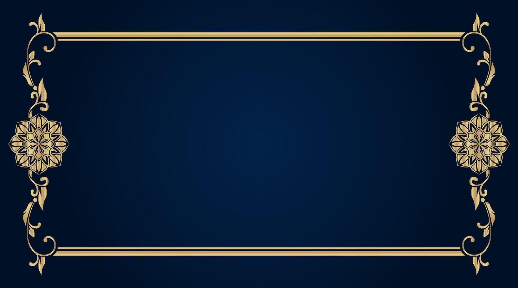 Blue background with golden mandala ornament vector