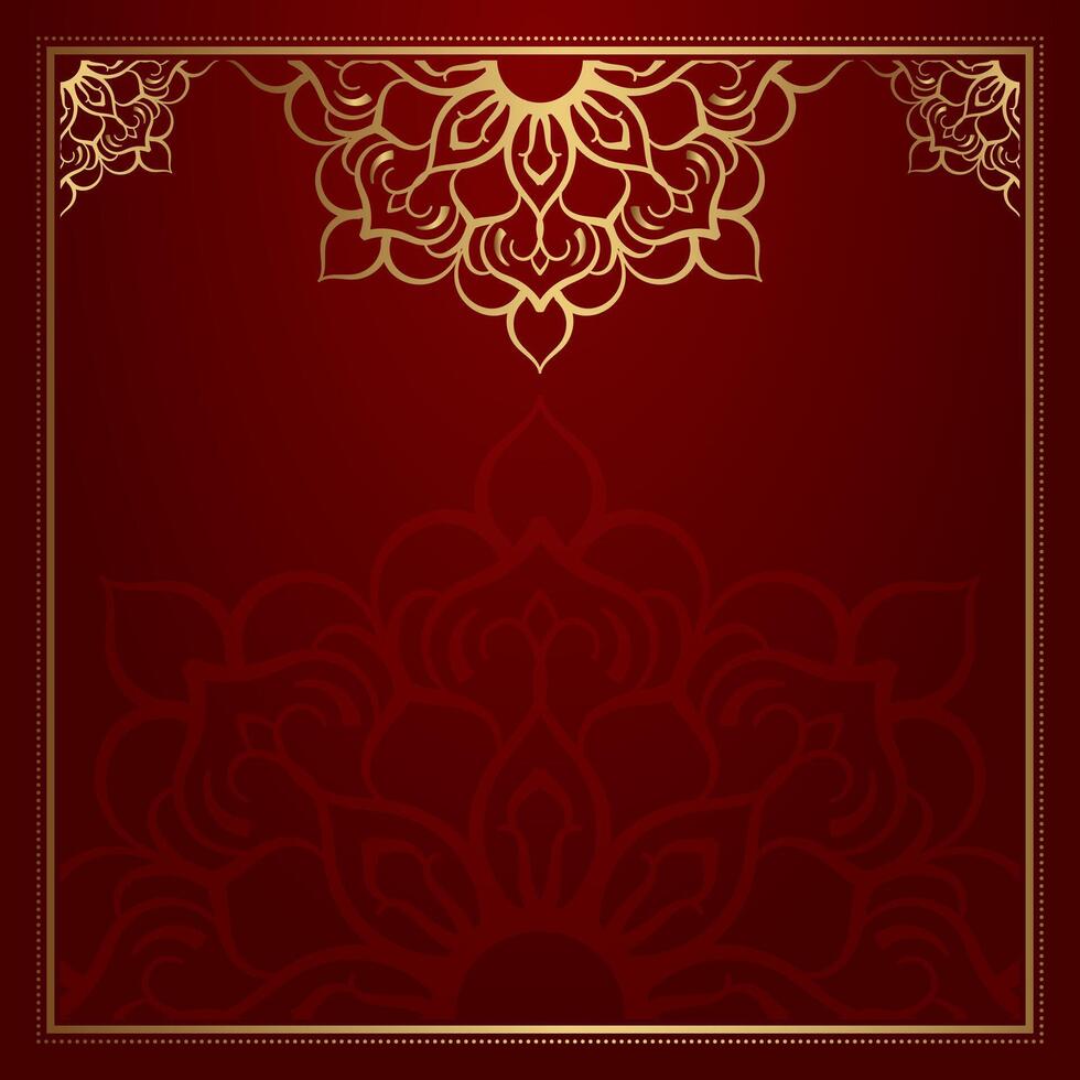 Red background with mandala ornament vector