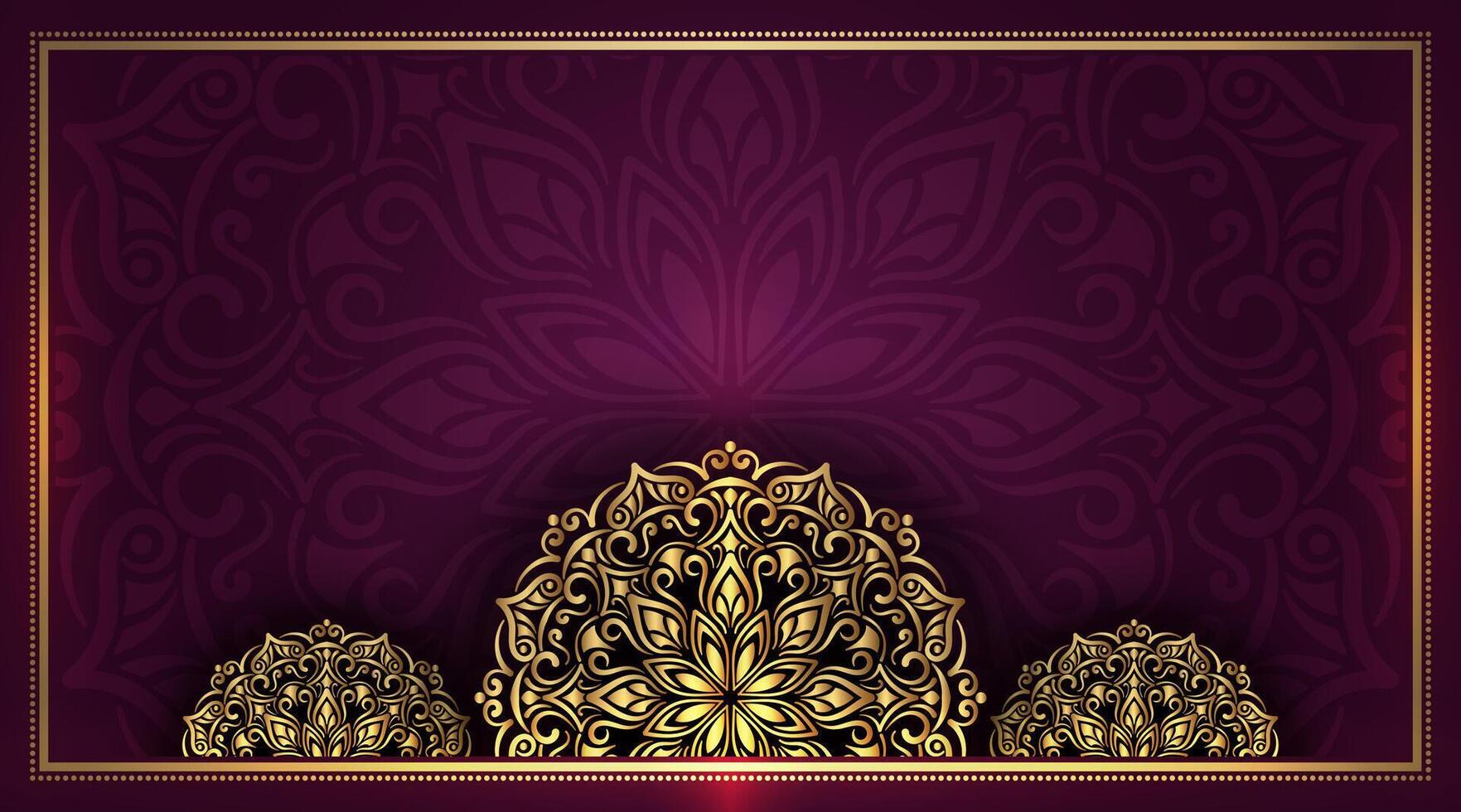 Vintage frame with gold mandala ornament vector