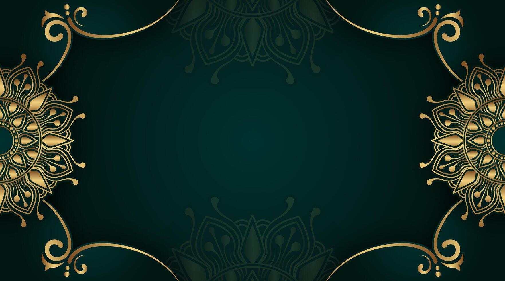 luxury green background, with gold mandala vector