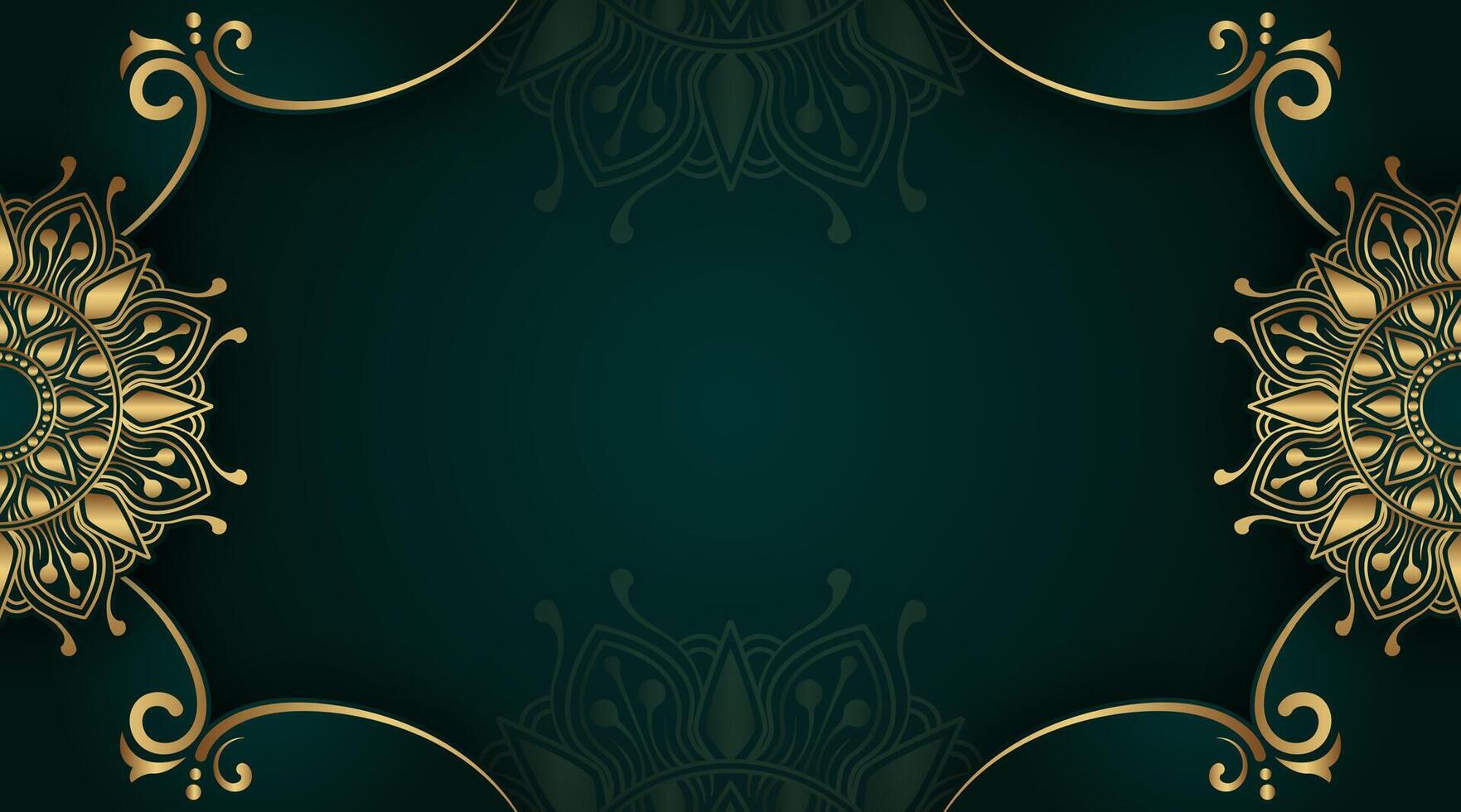 lujo verde fondo, con oro mandala vector