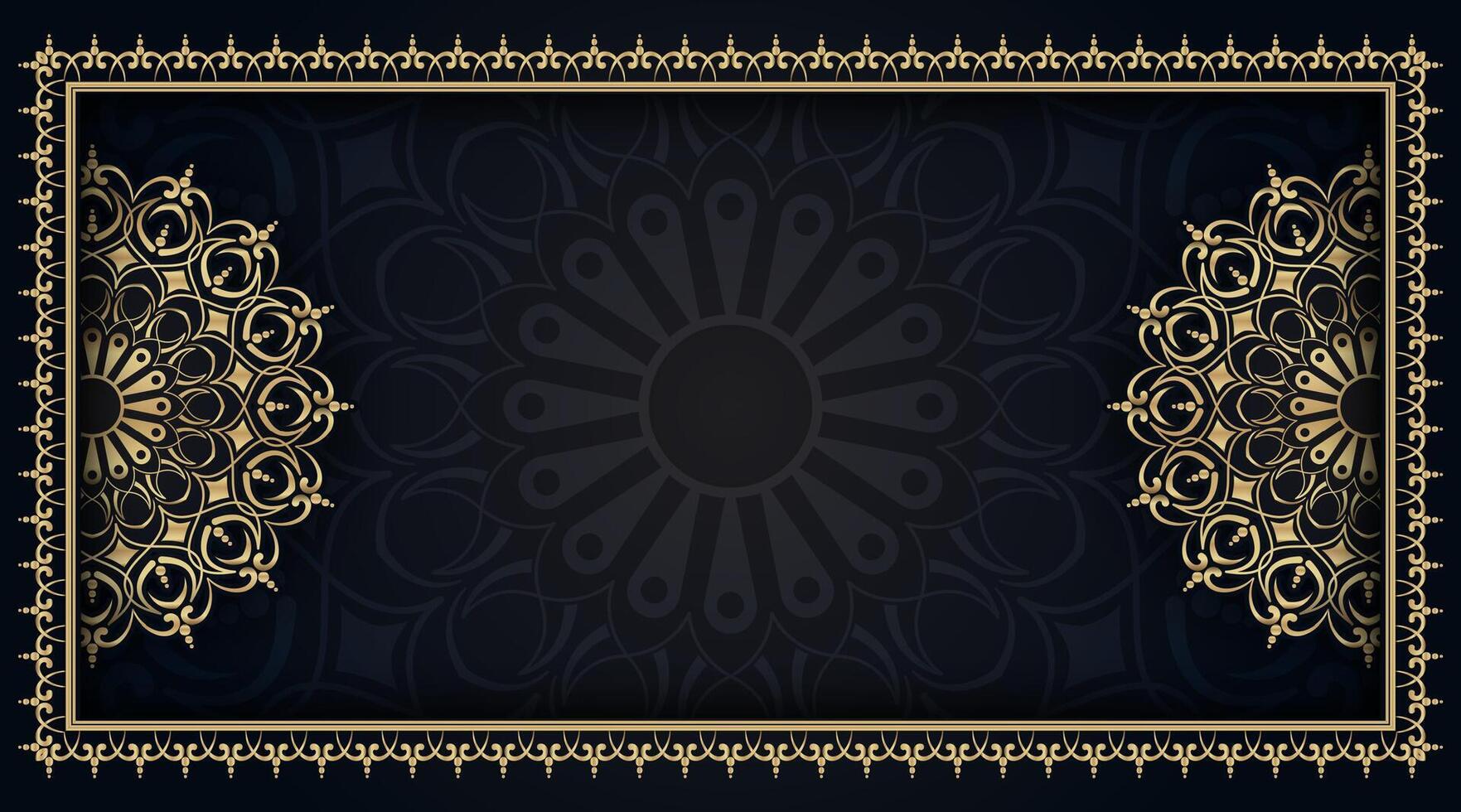 Vintage frame with gold mandala ornament vector
