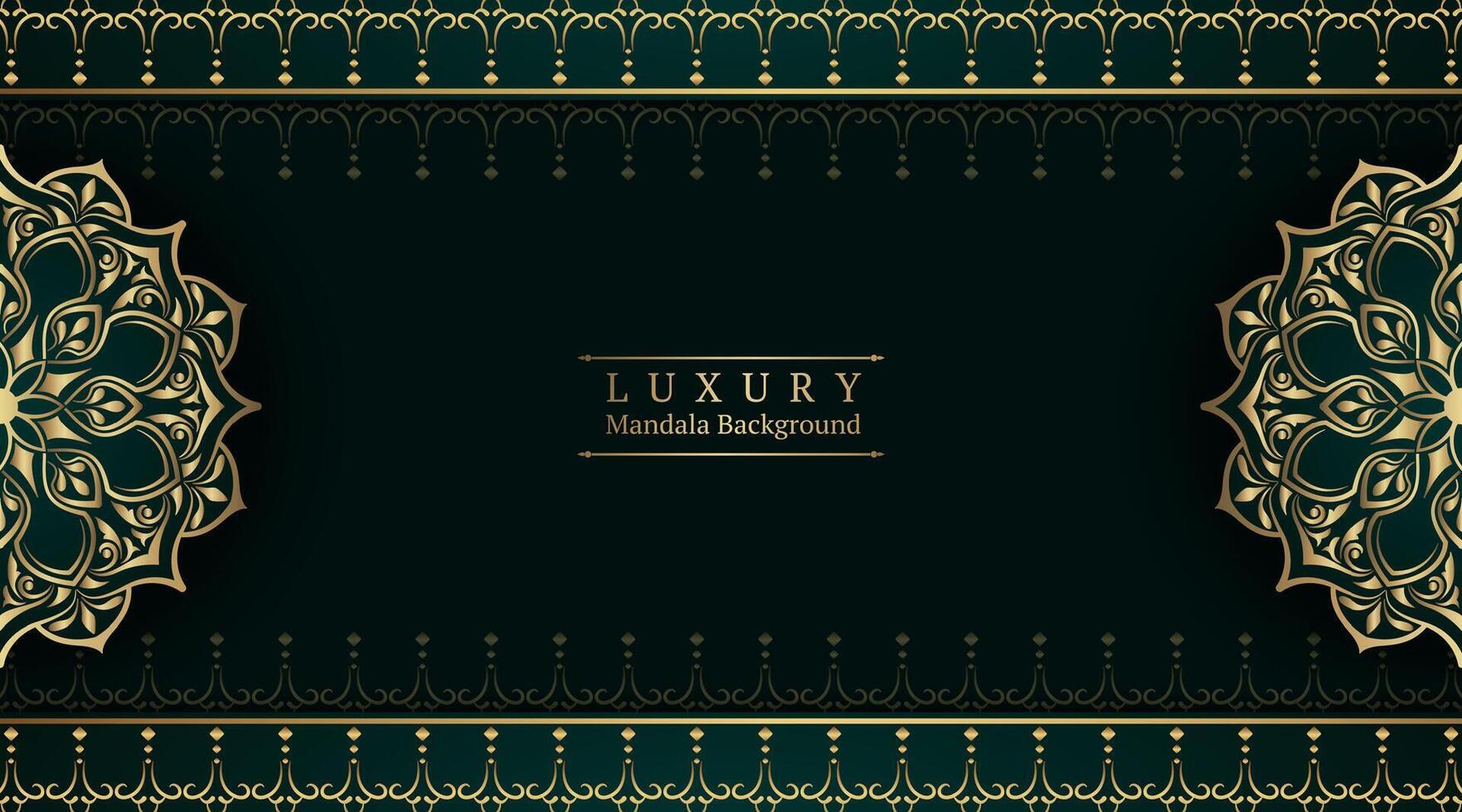 luxury green background, with gold mandala vector