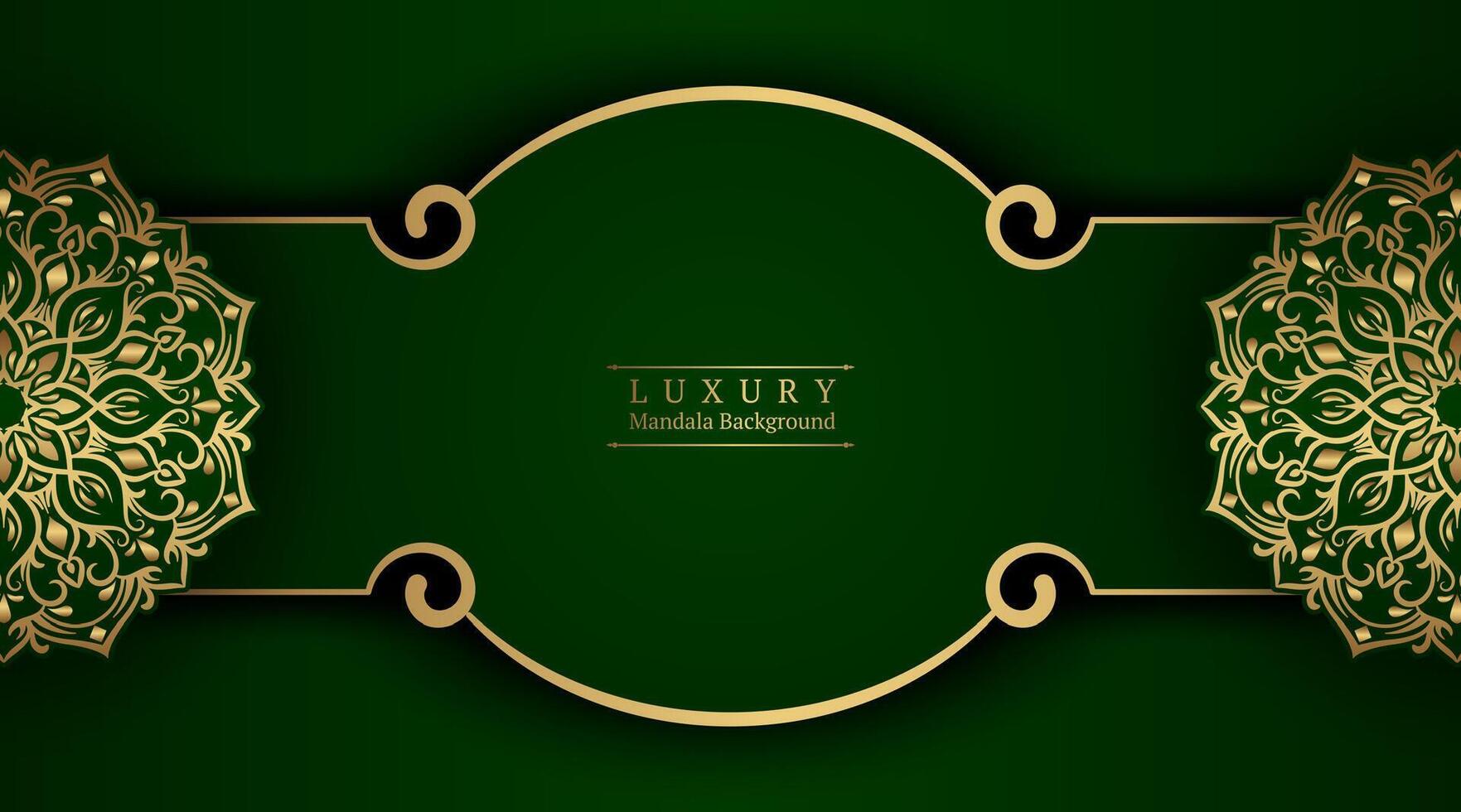 luxury green background, with gold mandala vector