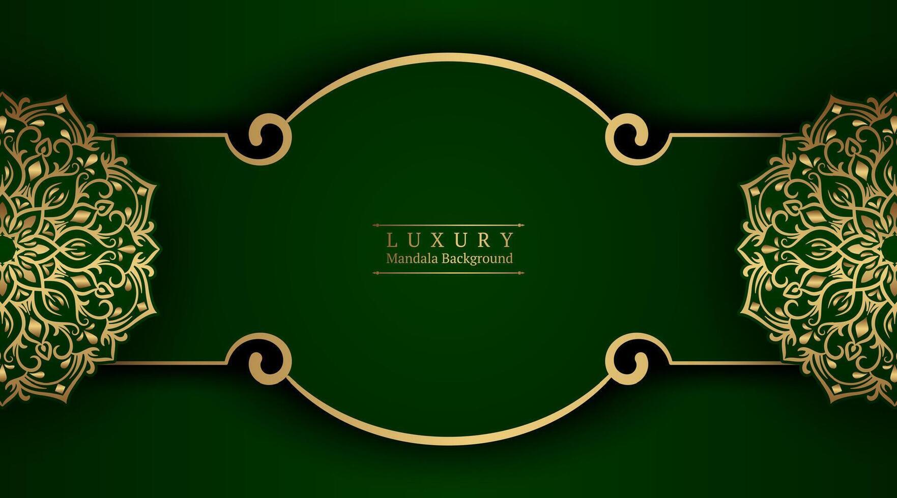 luxury green background, with gold mandala vector