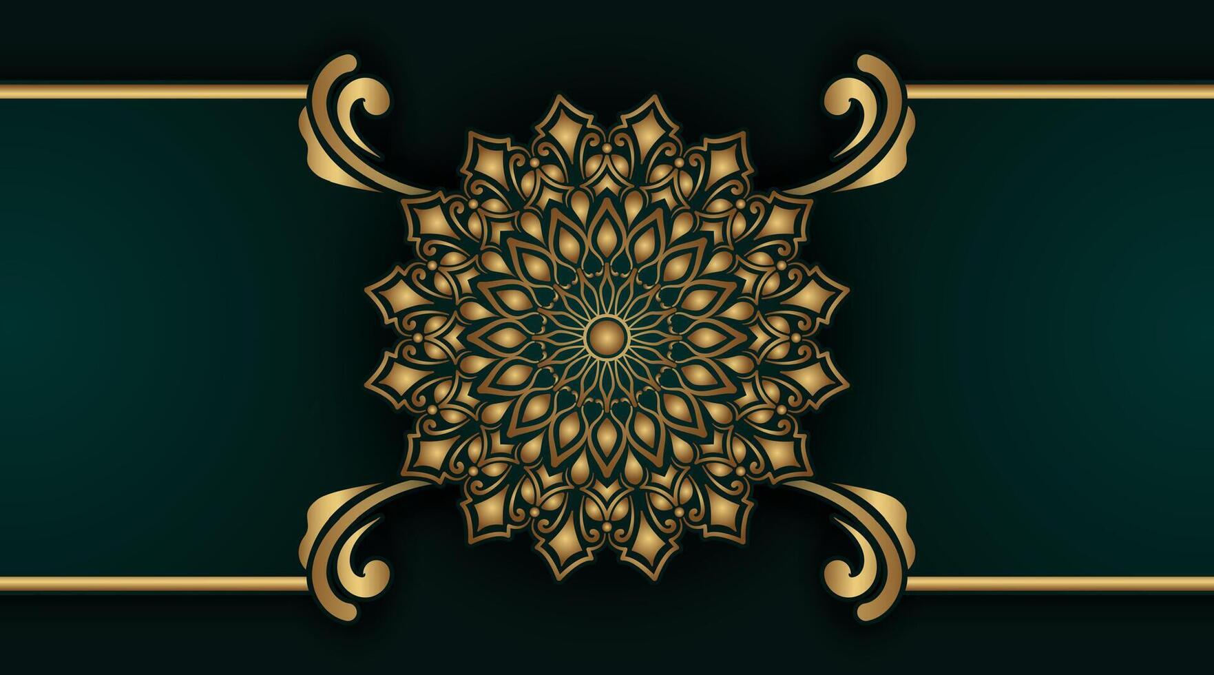 luxury green background, with gold mandala vector