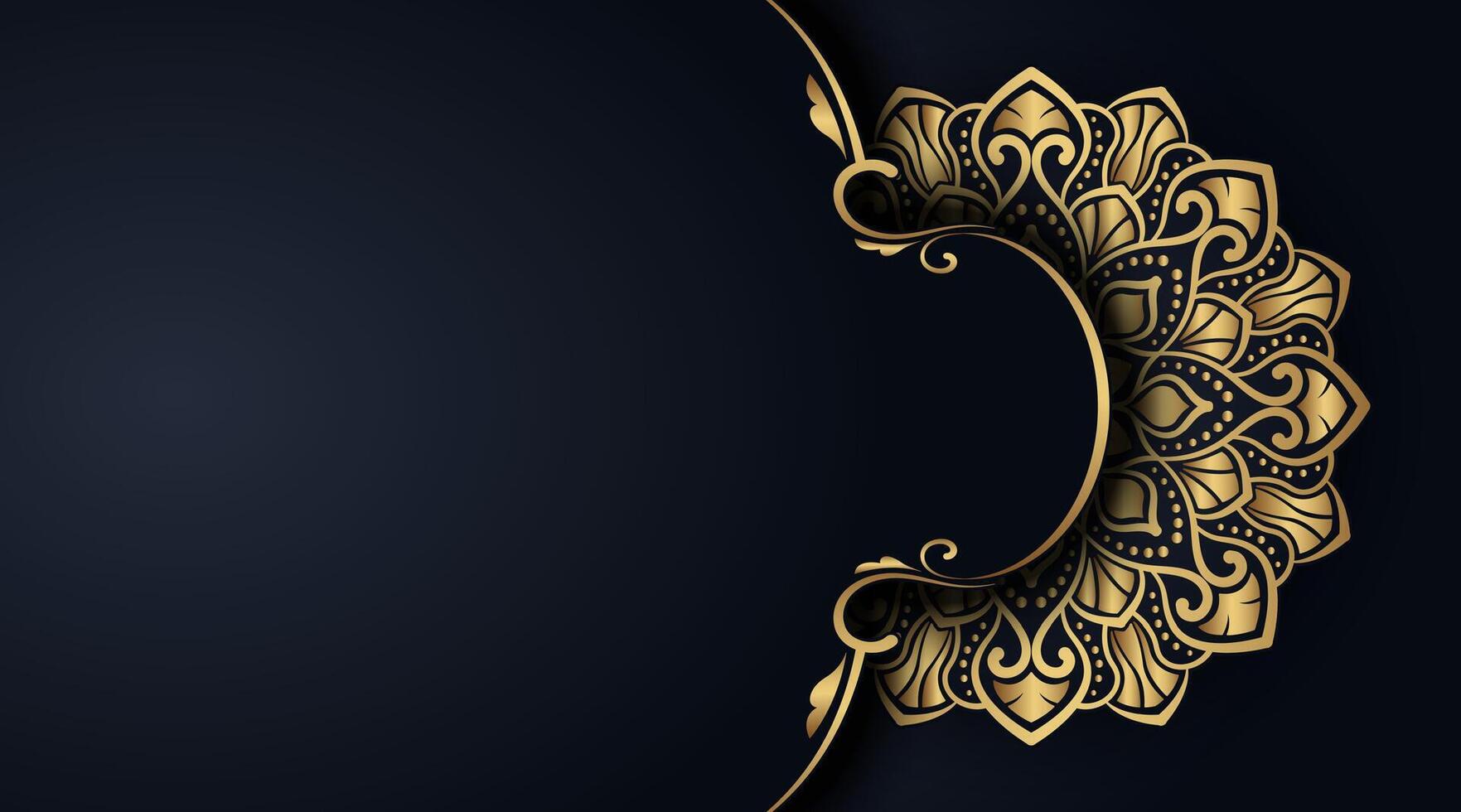 luxury black background, with gold mandala vector