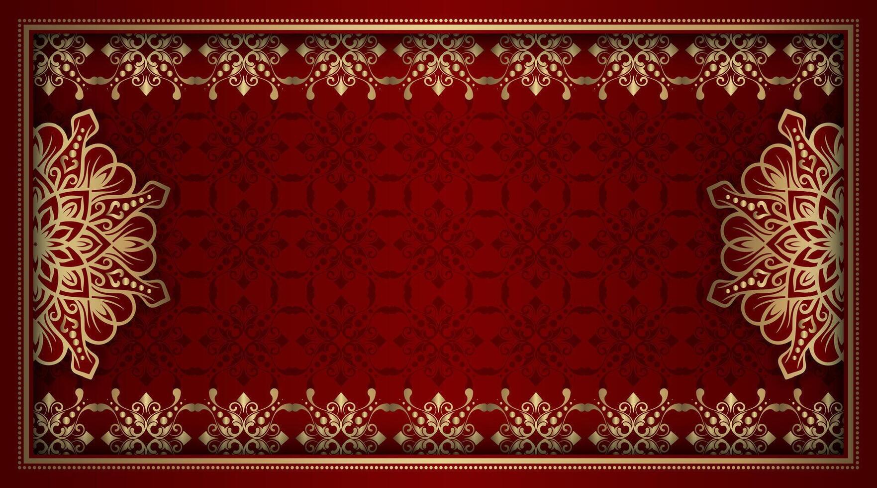 Vintage frame with gold mandala ornament vector