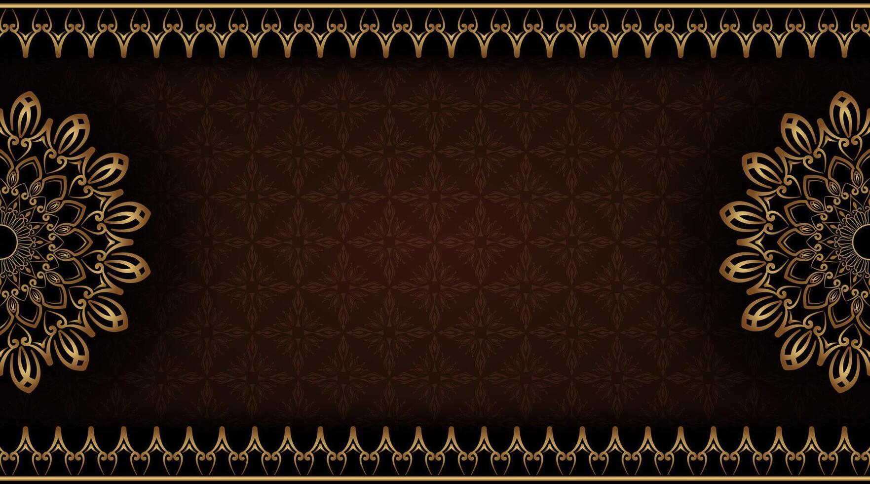 Simple brown background  with gold ornamental mandala vector