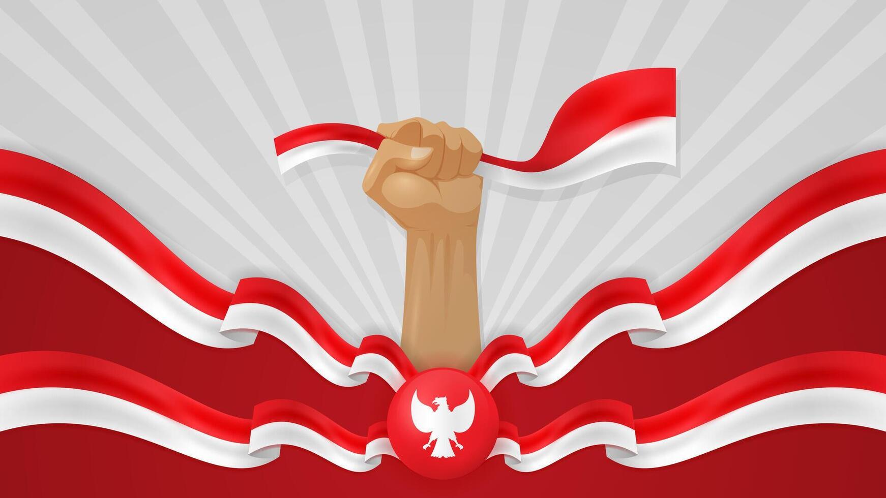 Indonesia Independence Day Background with Realistic Flag vector