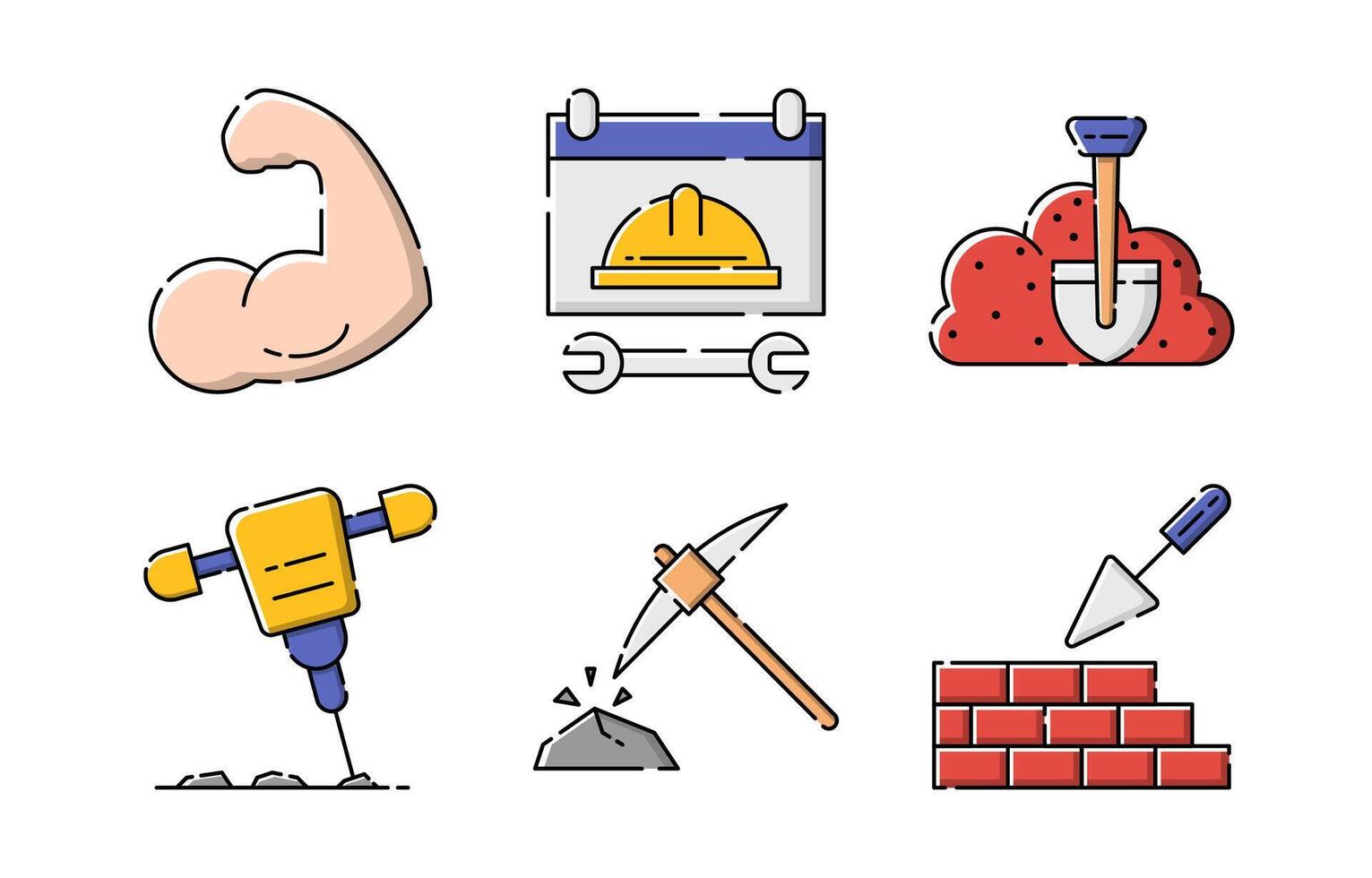Flat Labor Day Icon Collection vector