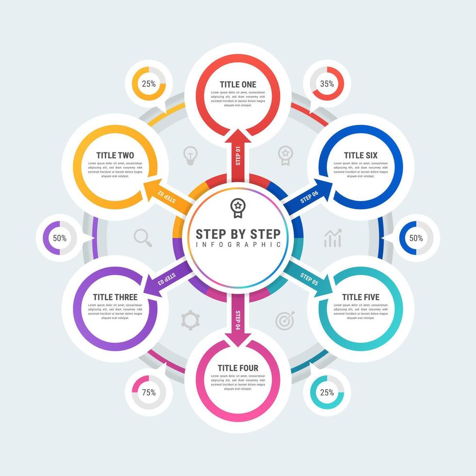 circulo paso por paso infografía modelo vector