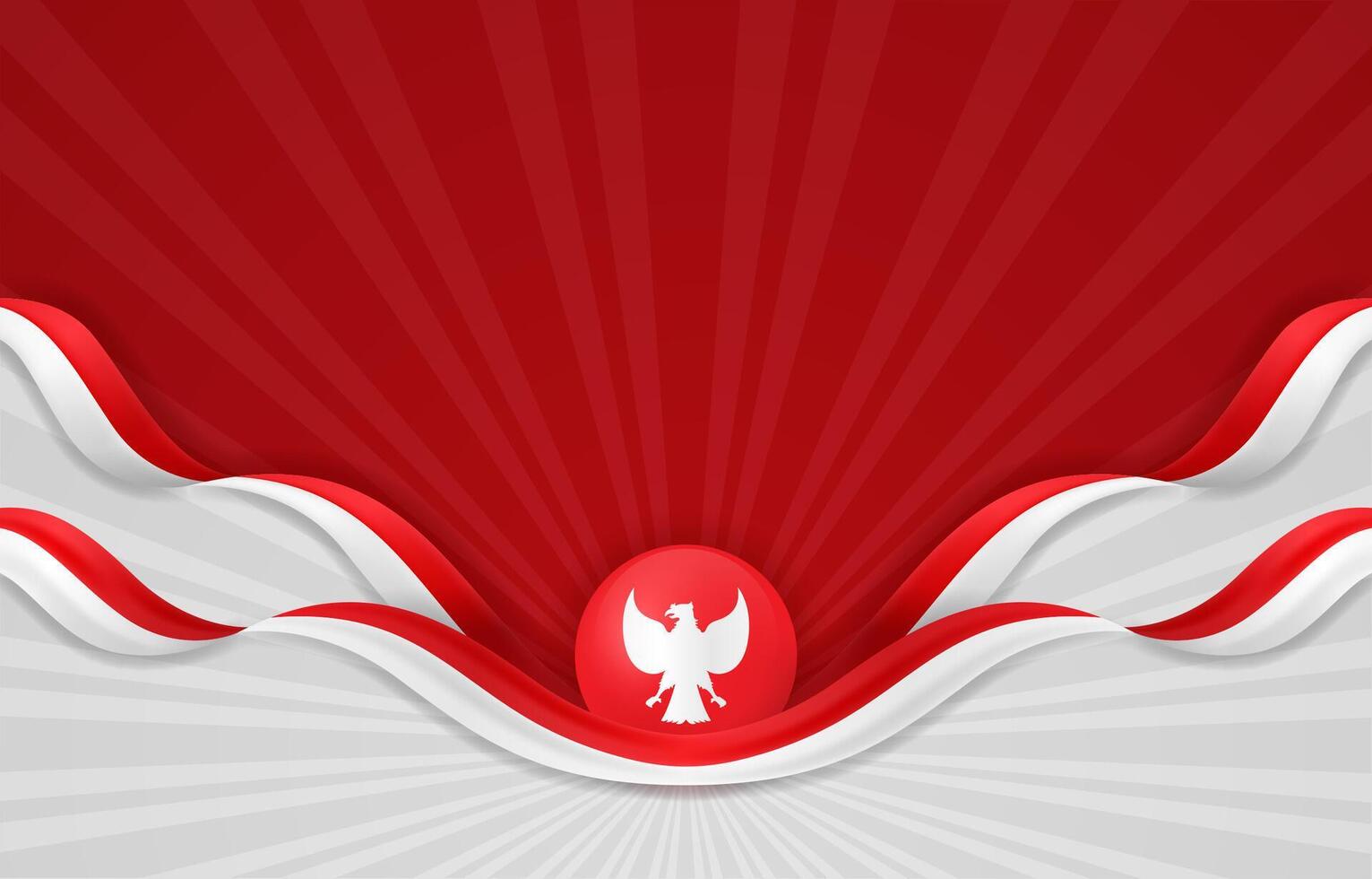 Indonesia Independence Day Background with Realistic Flag vector