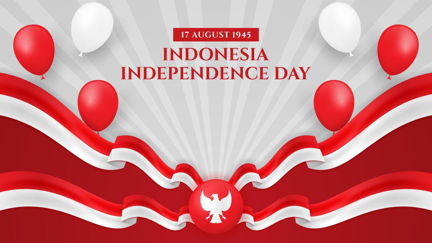 Indonesia Independence Day Background with Realistic Flag vector
