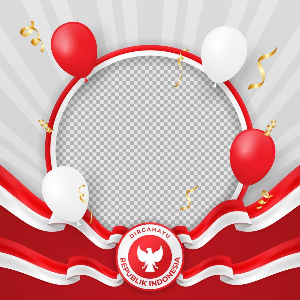 Indonesia Independence Day Twibbon Template vector